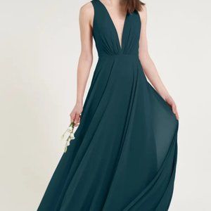 Jenny Yoo Ryan Illusion Neck Chiffon Gown